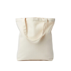 Obraz premium Blank cotton tote bag isolated on transparent background. Eco-friendly reusable fabric shopping bag, mockup for design, sustainable lifestyle object.