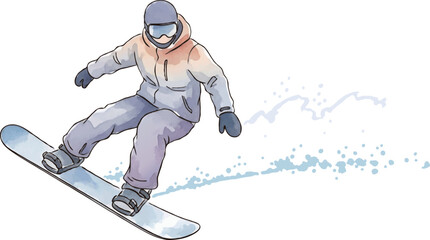 スノーボーダーの水彩風イラスト