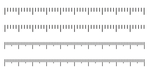 Set of measuring chart with 10cm, 15cm, 20 centimeters. Collection of ruler scale 100mm, 150 mm, 200mm without numbers. Templates of ruler scale. Length measurement height, math, distance, Sewing tool