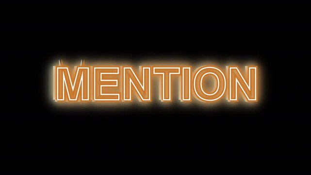 Neon sign with the word mention on a overlay transparent background