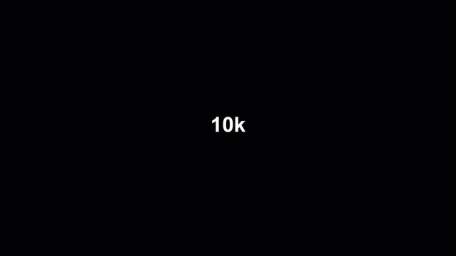 Number Counter Animation from 0k to 10k on a transparent background,  Number counter animation
from zero to ten thousand views with alpha channel