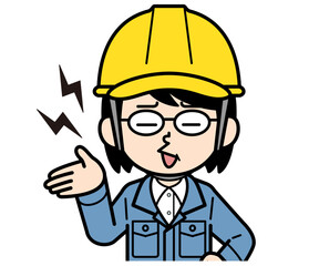 愚痴を言うシンプルな現場監督の中年女性