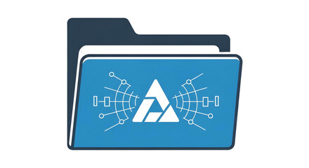 A digital folder icon containing a tech-inspired graphic