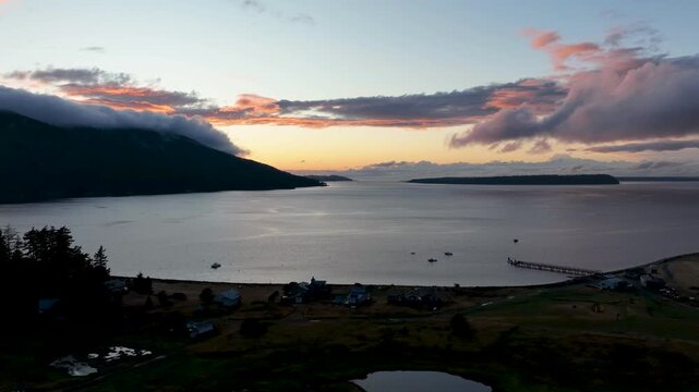 Sunset Aerial Hyperlapse of Eliza Island Near Bellingham Washington Puget Sound