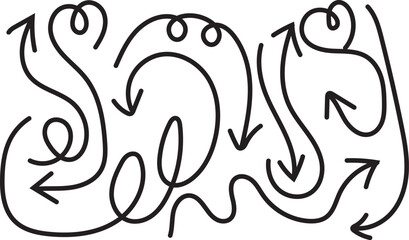 Obraz premium Hand drawn abstract art with swirling arrows and loops unique illustration