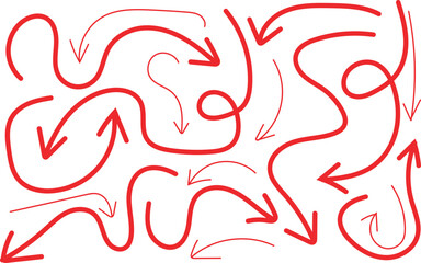 Hand drawn red arrows maze illustration intricate hand drawn design