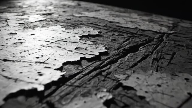 Closeup of cracked and peeling surface