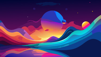 Obraz premium vector illustration of an abstract landscape