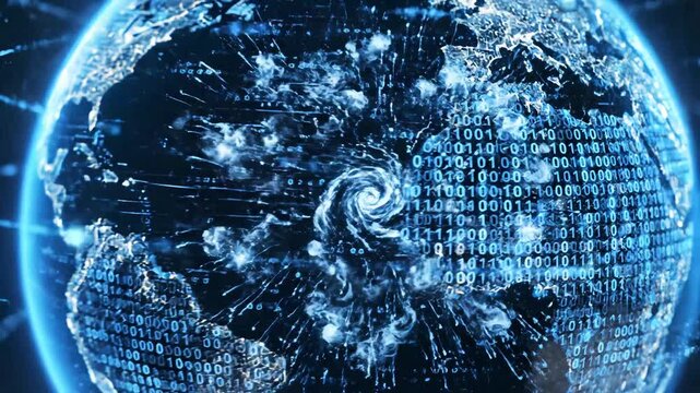 Digital globe with binary code