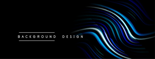 Obraz premium Abstract flowing lines create dynamic visual effect. Dark background emphasizes bright, curved shapes. Modern design element.