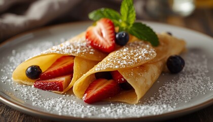 crepes with chocolate and berries