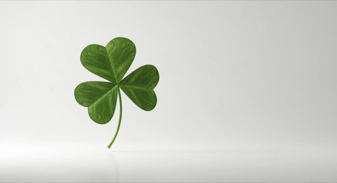 elegant 3d green shamrock leaf rotating on white background perfect for st patrick's day
