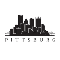 Obraz premium Pittsburgh Skyline Icon Black and White Minimal Vector