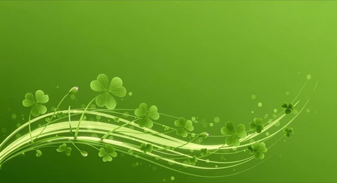clean green background with shamrocks blooming from light streaks perfect for st patrick's day
