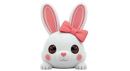 Obraz premium Cute White Bunny with Pink Bow