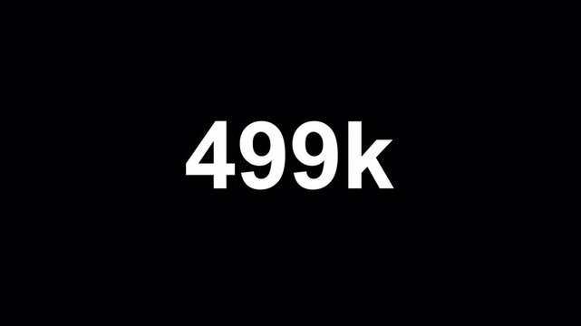 Number Counter Animation from 0k to 500k on a transparent background, Number counter animation
from zero to five hundred thousand views with alpha channel
