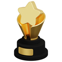3D Golden Isometric Star Achievement Trophy Award