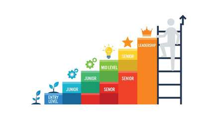 Career ladder illustration showing growth from entry level to leadership © Naksha