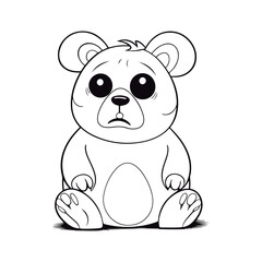 Fototapeta premium Cute Cartoon baby Giant Panda kawai outlined for coloring book isolated on a white background.