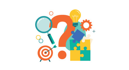 Problem solving concepts with a lightbulb question mark and puzzle pieces © Naksha