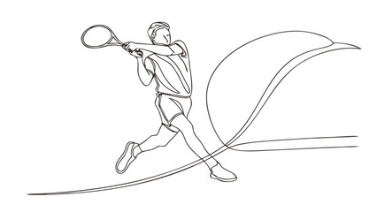Fototapeta premium Minimalist Tennis Player Line Drawing Clean Monochrome Sports Art