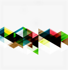 Fototapeta premium Abstract geometric design. Colorful triangles overlap, creating dynamic pattern on white background. Modern, vibrant composition.