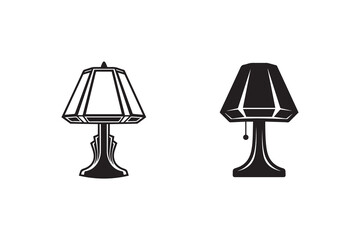 Stylish table lamp silhouette with white background