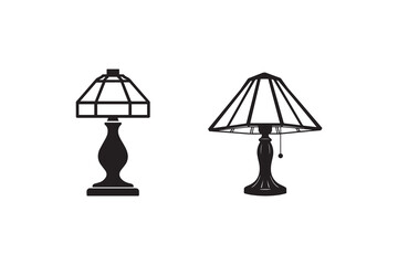 Stylish table lamp silhouette with white background