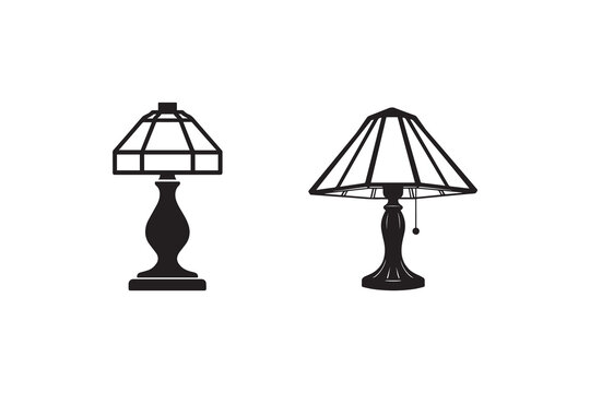 Stylish table lamp silhouette with white background