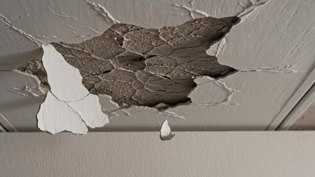 Cracked and peeling ceiling surface
