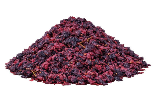 Grape pomace for wine production with transparent background