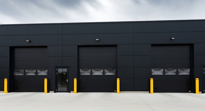 Modern Industrial Warehouse with Loading Docks.