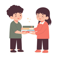 Child Donating Books &ndash; Education and Kindness Concept