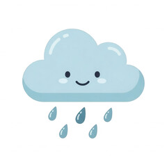 cloud and rain with white background 
