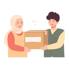 Small Business Owner Giving Donation Package &ndash; CSR Concept