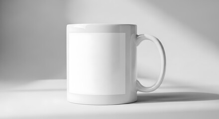 Fototapeta premium White ceramic mug with handle blank surface ready for mockup isolated