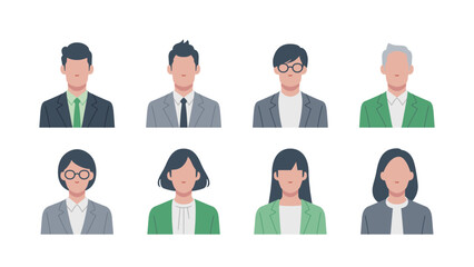 Set of faces of business people