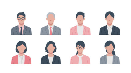 Set of faces of business people