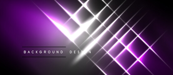 Obraz premium Dark purple background features bright diagonal lines. White text reads background design. Modern abstract vector illustration.