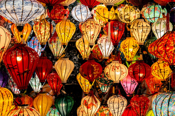 traditional colorful vietnamese lanterns on display at in hoi an vietnam © TravelPhotography