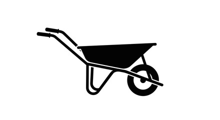 Wheelbarrow Garden Tool Silhouette Illustration.