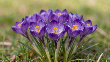 purple crocuses in the garden