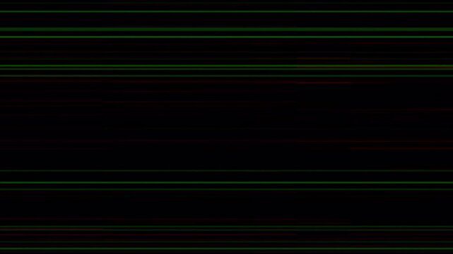 Glitch noise static Distortion FX 4K alpha channel Old Film Tape subtle green and red horizontal digital interference lines flickering on black background tv signal error overlay