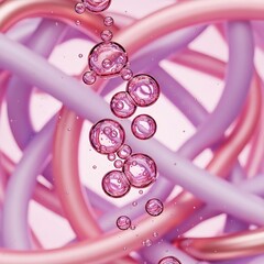Pink DNA Structure with Red Cells Illustration.