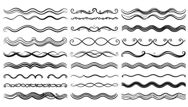 Elegant wave line art collection for design projects and decoration.