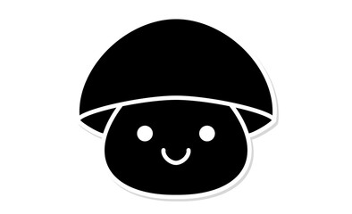 シンプルなラインで描かれた、笑顔のきのこのピクトグラム