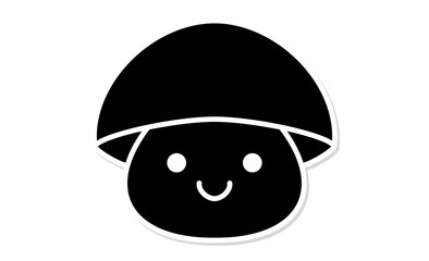 シンプルなラインで描かれた、笑顔のきのこのピクトグラム