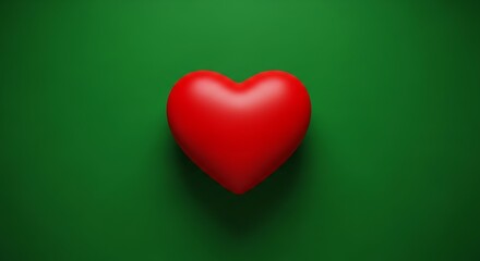 Red Heart on Green Background Symbol.