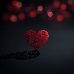 Red Heart Shape on Dark Background.