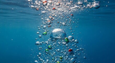 Plastic Waste Pollution in Ocean Water.